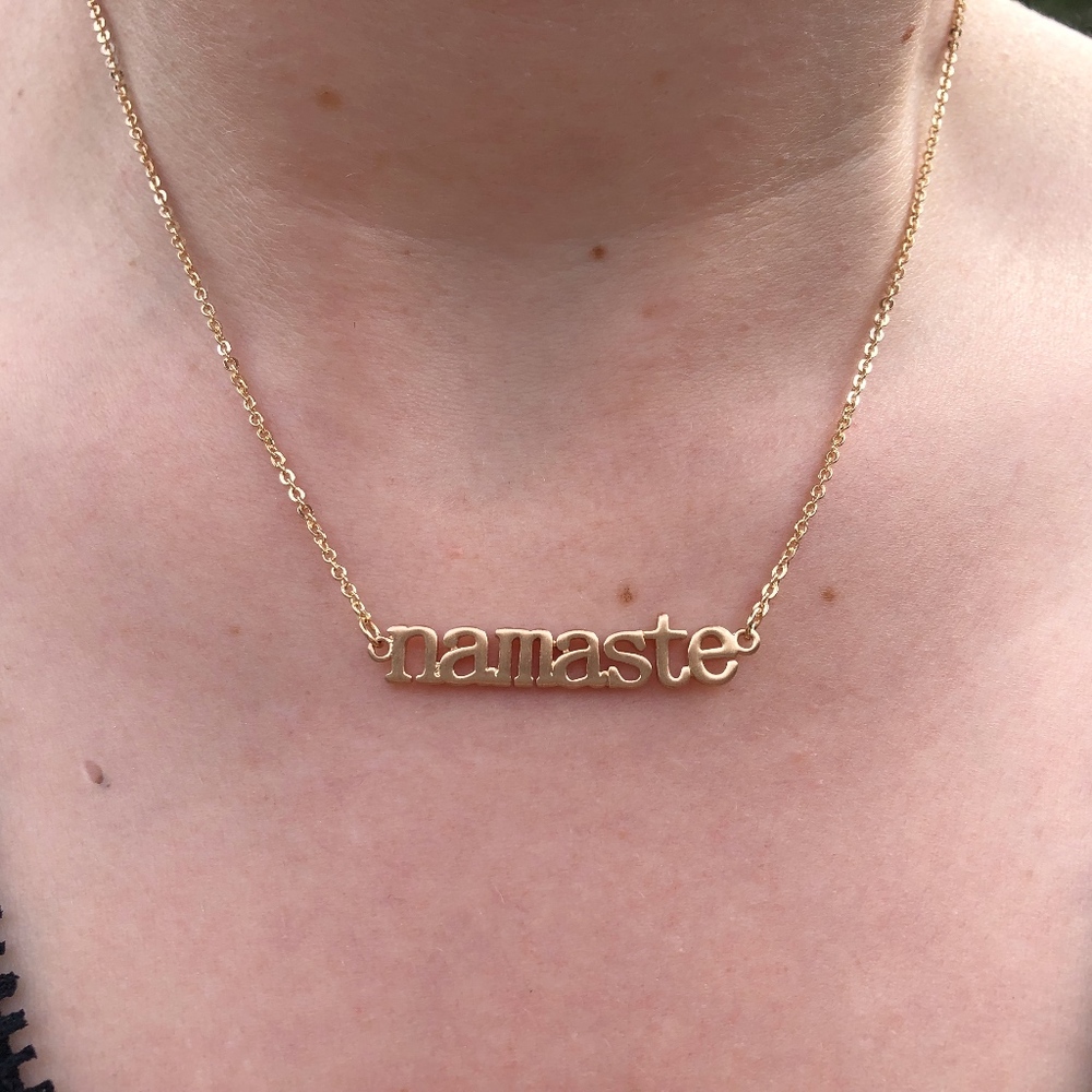 NAMASTE Yoga Necklace Gold Tone NWT